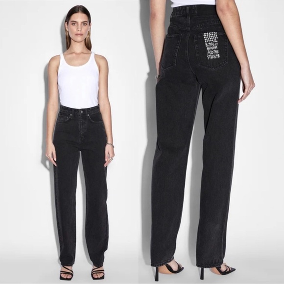 Ksubi Denim - Ksubi Women’s Playback Noir High Waisted Relaxed Straight Leg Jeans 25 Black